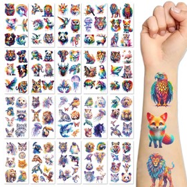 Watercolour Animal Temporary Tattoos for Kids, 20 Sheets Unicorn Tattoo Stickers, Waterproof Fake Tattoos for Girls and Boys, Birthday Party Favors, School Rewards, Arm Shoulder Body Art (Animal)