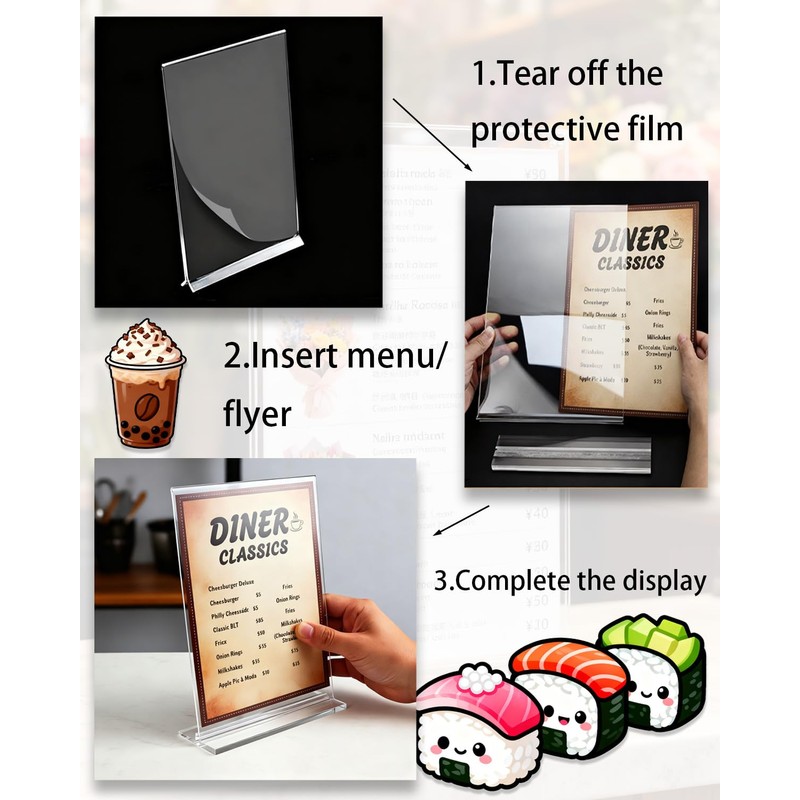 MQMCPDS Acrylic Sign Holder 4x6 Inch (6-Pack) - Premium Vertical