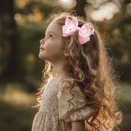 Bownita Girls' Handmade Pearl Hair Bow - Snag-Free, Non-Slip, Hand-Set Pearl (Lt. Pink)