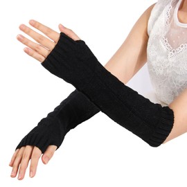 AYNKH 1 Pair Ladies Arm Sleeves, Adult Fingerless Gloves, Arm Warmers, Long Fingerless Hand Warmers, Autumn and Winter Knitted Arm Warmer Sleeves, Fashionable Arm Warmer Singles, Gifts for Women