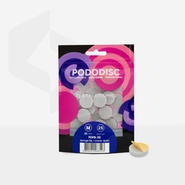 STALEKS PRO Pododisc Pack of 25 Sanding Discs with Soft Base 20 mm (Size M) for Nail Mill, Specially for Pedicure (Buffer Polisher)