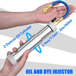 HTOMT AC Oil Injector Kit, A/C Dye Oil Injector with R1234YF Low Side Quick Coupler and QC12 Quick Coupler, for R1234YF R134A R22 R12 Refrigerant System