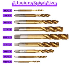 HaoTrade 9Pcs Titanium Spiral Flute Tap Set, Machine Screw Tap Set, Metric Machine Tap Set, Spiral Flute Drill Taps, Machine Screw Tap Set, Spiral Flute Drill Taps Thread Tapping Tool, M2-12