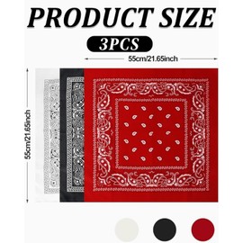 KGDUYC Pack of 3 Bandana, Bandanas with Original Paisley Pattern, Bandana Headscarf for Men and Women, Headwear, Hair Scarf, Approach, Wrist Head, Biker
