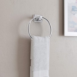 Design House Millbridge Towel Ring, Concealed Screws, Standard Wall Mount, Easy Installation, Polished Chrome, 6 in, 5.91 in L x 6.44 in W x 1.65 in H, Item 533091