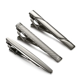 Jstyle 3PCS 316L Stainless Steel Tie Clips for Men - Tie Bar Set, Regular Ties, Luxury Box Gift Ideas, Fashionable & Durable Accessories, Perfect for Business, Wedding, Everyday Wear - Gun-black