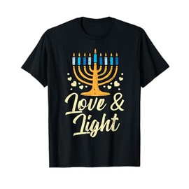 Love And Light Menorah Jewish Hanukkah Pajamas Chanukah PJs T-Shirt