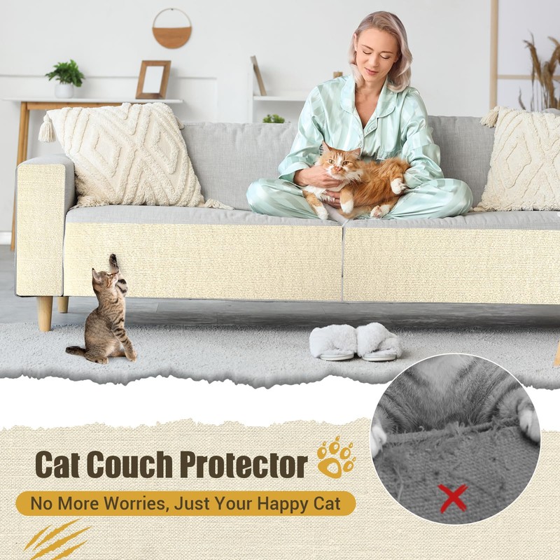 Cat Scratch Couch Furniture Protector, 90" x 16" Trimmable Anti-Scratch