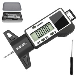 GODESON Digital Tire Tread Depth Gauge, Solar & Battery Power,1" / 25.4mm Range, Inch/MM Display, Black Universal Tire Wear Depth Gauge for All Vehicles (Car, Truck, SUV)