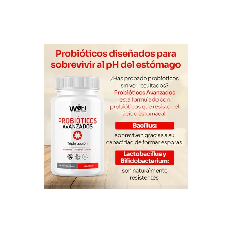 Probiticos Avanzados de Triple Accin (Probiticos Prebiticos Enzimas Digestivas) 60