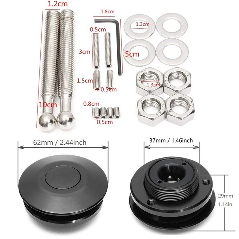 Unifizz 2PCS Car Quick Latch Hood Pins Universal 2.44" Diameter