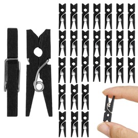 Fuyamp 100 Pcs Mini Craft Wooden Pegs, 2.5cm Black Small Crafting Pegs,Mini Wooden Peg Embellishments Tiny Pegs for Hanging photos, DIY Art and Craft Projects