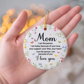 Adorno de Navidad para mamá 2025 – Regalo para mamá de hija o hijo, adorno de recuerdo de cerámica – Decoración de árbol de Navidad – Regalo sentimental para madre (HC-25)