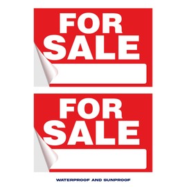 Generic For Sale Sign Stickers 2 Pack | Red, Rectangular, Weather Resistant Vinyl Stickers for Car Window, Business, Owner | Outdoor, Sunproof & Waterproof, 9.7 x 6.7 Inches