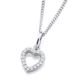 Old English Jewellers 925 Sterling Silver Cubic Zirconia Small Love Heart Pendant Necklace + 16 18 20 inch Chain (20)