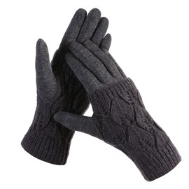 Belle Dame Women’s Knitted Touchscreen Gloves Texting Gloves Winter Gloves Driving Gloves Warm Lining (GL512-GRY)
