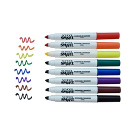 School Smart Chisel Tip Washable Markers for School, Home, and More, Assorted Colors, Pack of 8
