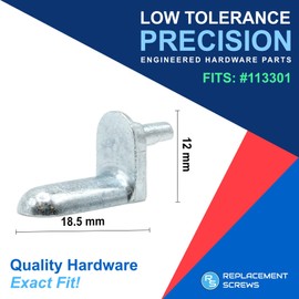 ReplacementScrews Shelf Support Pins Compatible with IKEA 113301 (BESTA, BRIMNES Units) Zinc Alloy Die-Cast Bookcase Pegs (Pack of 12)