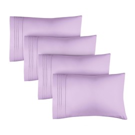King Pillow Cases Set of 4 - Ultra Soft Hotel Quality Pillowcase Covers - Luxury Comfy Bedding for Women, Men, Kids and Teens - Machine Washable Pillow Protectors - 4 Pieces Set - King Size Lavender