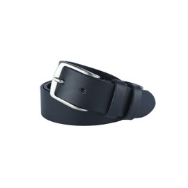 Conte Massimo Men's Leather Belt Seamless Shortenable, Dark blue 3.5 cm