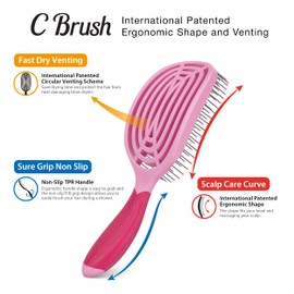 NuWay 4Hair C Brush - Professional Curved Hairbrush - Vented Design Delivers Smoothing And Volumizing Drying Experience - Heat Resistant Bristles For Drying Detangling and Styling - Petal Pink - 1 Pc