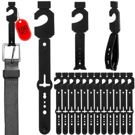 Geelin 100 Pack Belt Hanger Black Plastic Belt Hangers, Tie Hangers Bulk for Men, Closet Organizers, Storage, Retail