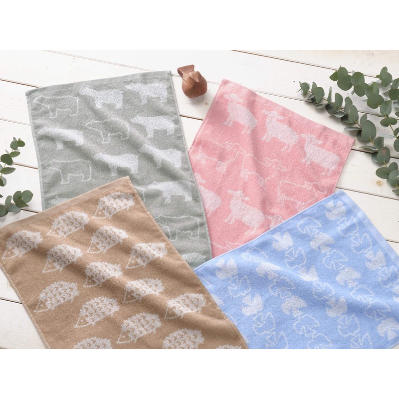 Kosugizen Scandinavian Animal Face Towel, 13.4 x 31.5 inches (34