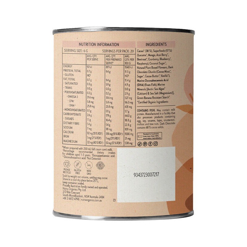 Nutra Organics Choc Whiz, 125g