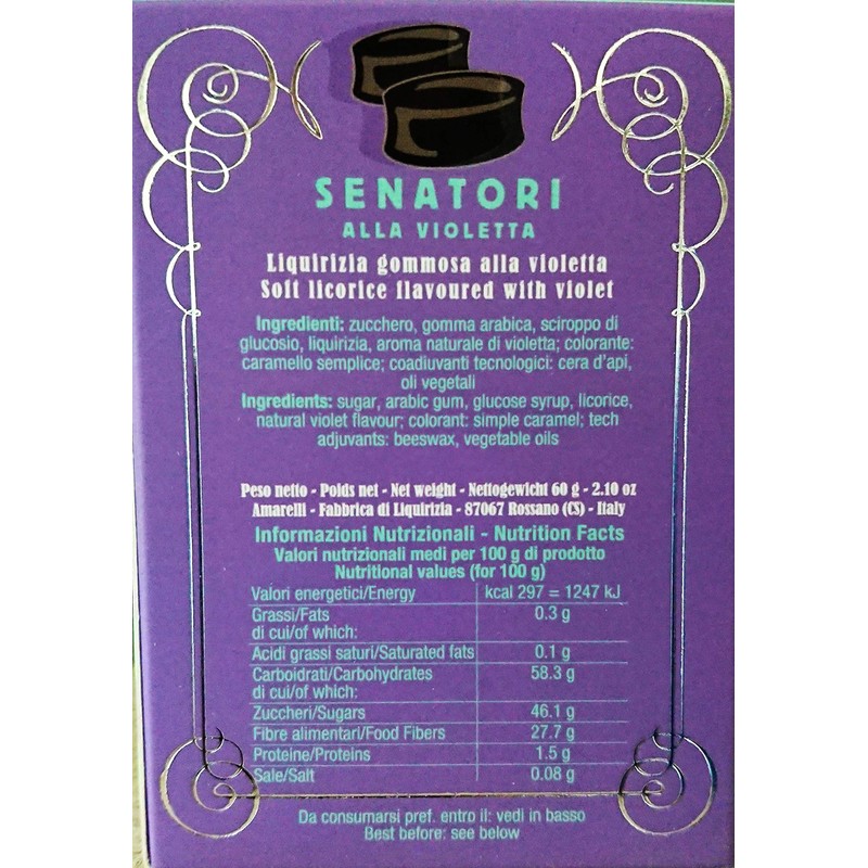 Dolci Aveja Senatori alla Violetta, 4 x 60 Gr, Liqurizia