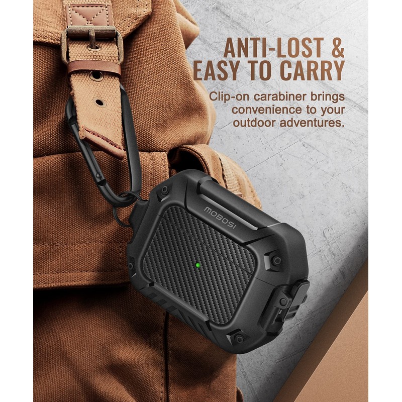 MOBOSI AirPods Pro Case, Secure Lock Clip Full Body Shockproof