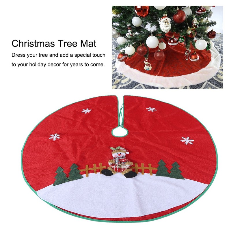 Red Flannelette Christmas Tree Skirt Base Floor Mat Apron Cover