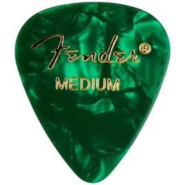 Fender Premium Celluloid Guitar Picks 351 Shape, Stocking Stuffers, Guitar Accessories, Green Moto, Medium, 12-Pack