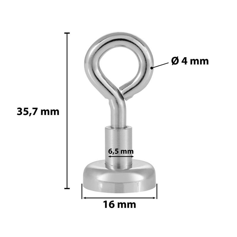 POPPSTAR 20 Pieces Eyebolt Magnet Small (Clamping Force 8 kg,