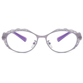 mincl Rhinestone Bling Reading Glasses for Women Metal Frame Diamond Ladies Oval Eyewear (purple, 1.5, multiplier_x)
