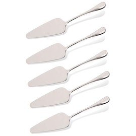 KSENDALO - Juego de 5 servidores de pastel de acero inoxidable de 7.9 pulgadas, servidor de postre profesional para pasteles, queso, pizza y más, color plateado