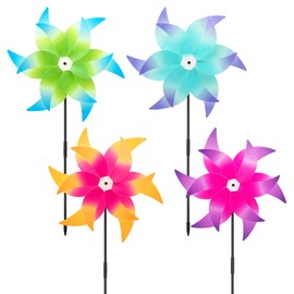 yuuzue 4PCS Wind Spinners for Yard and Garden, 12.6 Inches Colorful Lawn Pinwheels Large Garden Spinners Whirligigs Windmills for Yard Lawn Patio Decor, Pinwheels for Kid Toys Party Decorations