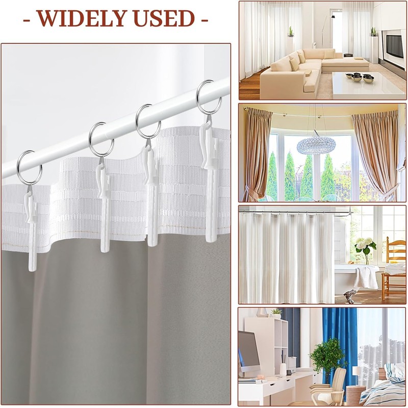 50 Pcs Adjustable Pinch Curtain Hook Clips,70 mm Plastic Curtain