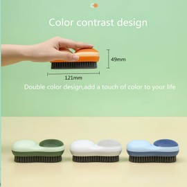 Two-Sided Laundry Stain Remover Brush, Soft Bristle for Scrubbing Out Tough Stains on Wool Cashmere Delicate Fabrics Knits Cotton Leather, Easy to Grip Hand Washing Clothes Brushes Green