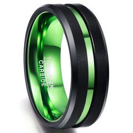 Nuncad Unisex Tungsten Carbide Ring, Comfort Fit, Perfect for Parties, Weddings, Engagement and Hobbies, Tungsten, black-green