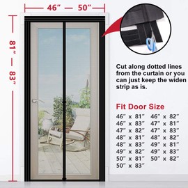 Yotache Adjustable Magnetic Screen Door Fit Doors Size Width 46" - 50" Height 81" - 83", Strengthened Fiberglass Mosquito Net Curtain with Full Frame Hook&Loop Strip