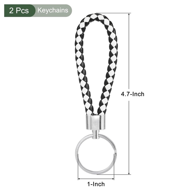 YOKIVE 2 Pcs Braided Leather Keychains, Home PU Keys Ring