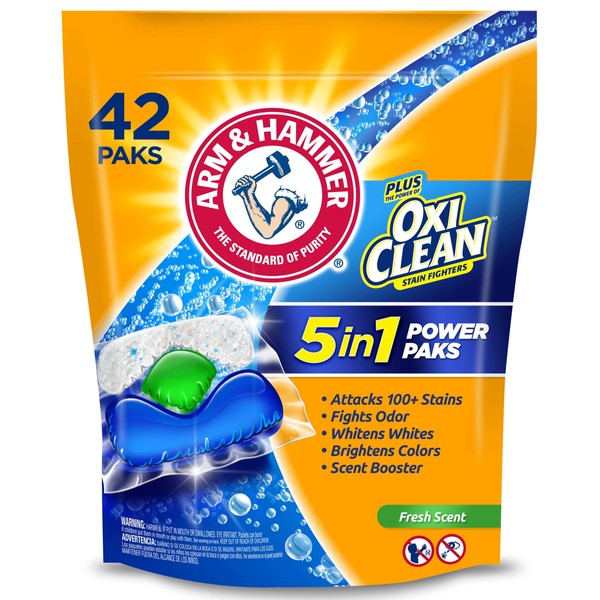 Arm & Hammer Plus Oxi Clean Laundry Detergent, Fresh Scent, 42 Little Power Paks, Count 2