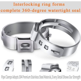 100PCS 1/2" 3/4" PEX Cinch Clamps Rings, 304 Stainless Steel PEX Fitting Clamps Pinch Crimp Rings for PEX Tubing Pipe Fitting Connections (Silver 1/2inch 50PCS 3/4inch 50PCS)