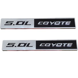 Fidida 2PC 5.0L Coyote Emblem Decal Car Engine Letters Decal Plating Badge 3D Metal Style Fit for F150 5.0L Engine Truck Silver Black
