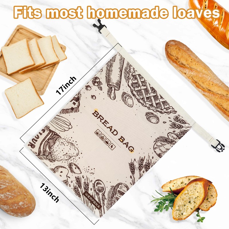 Beeswax Bread Bags for Homemade Bread, 2-Pack Reusable Sourdough Bread