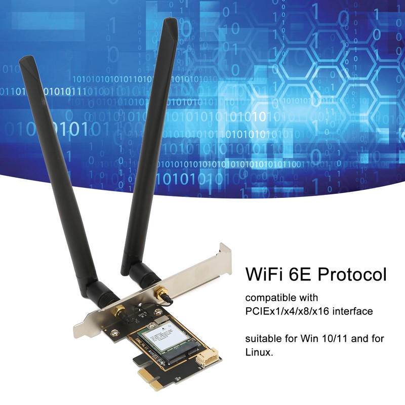 PCIe WiFi 6E Card 2.4G/5G/6Ghz Up to 2400Mbps Dual Antenna