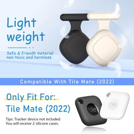 [2 Pack] Waterproof Tile Mate Holder for Kids, Soft Silicone Tile Mate Hidden Pin Holder for Kids Elder Clothing, Anti Lost Hidden Full Case Cover Compatible with Tile Mate 2022 (Black+Oatmeal)