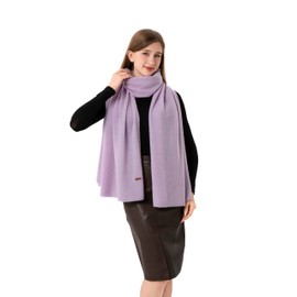 cizgooa 100% Cashmere Knitted Scarf Wrap Stole With Gift Box for Women Airplane Travel Shawl 87x28 IN Extra Large Pashmina (Light Purple)