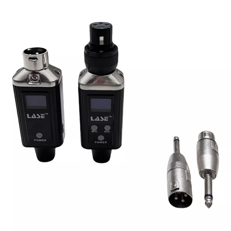 LASE UHF Wireless Microphone System XLR Mic Adapter 48V Transmitter