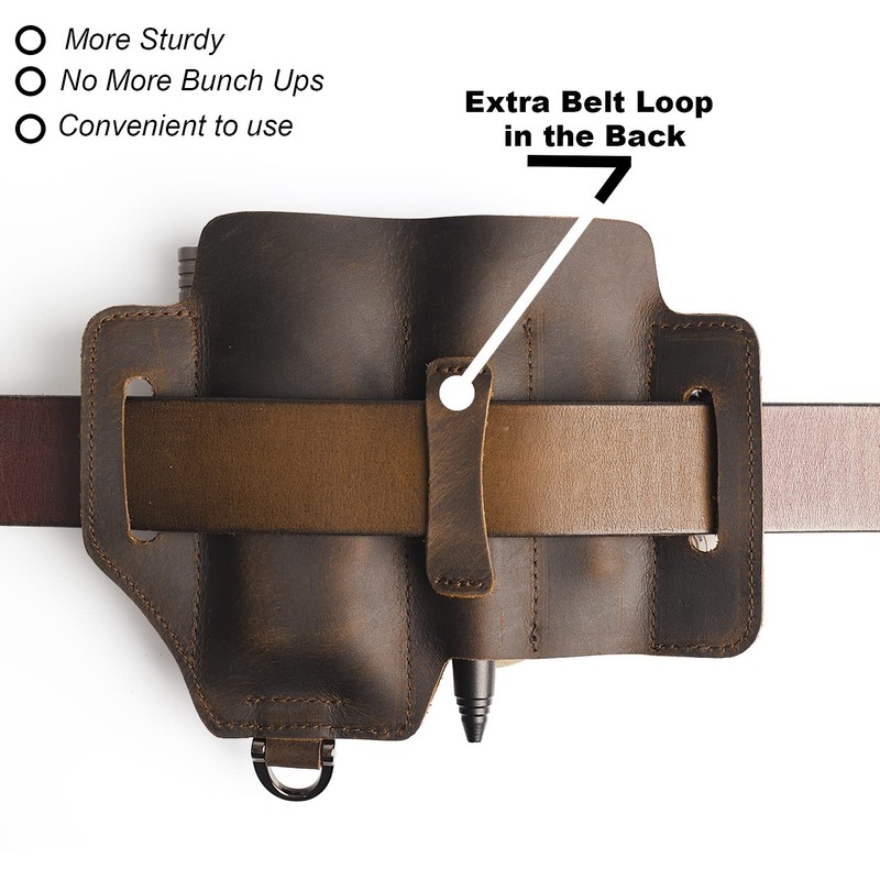 Topstache Leather Multitool Sheath,EDC Belt Organizer for Work and Daily